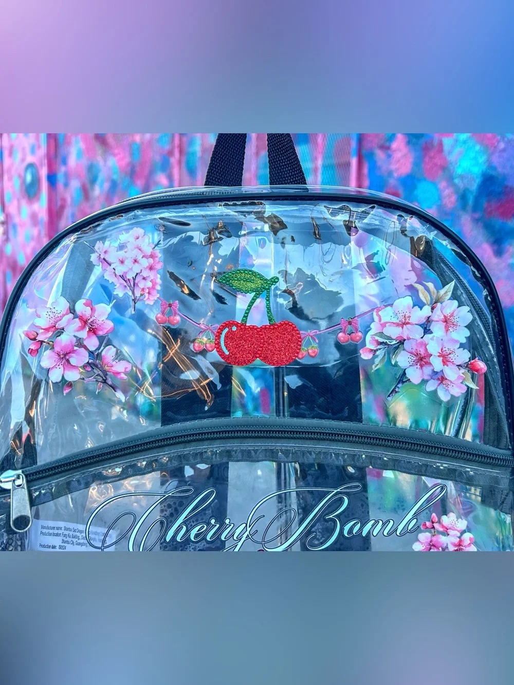 ‘CHERRY BOMB V2’ Clear Backpack 15”